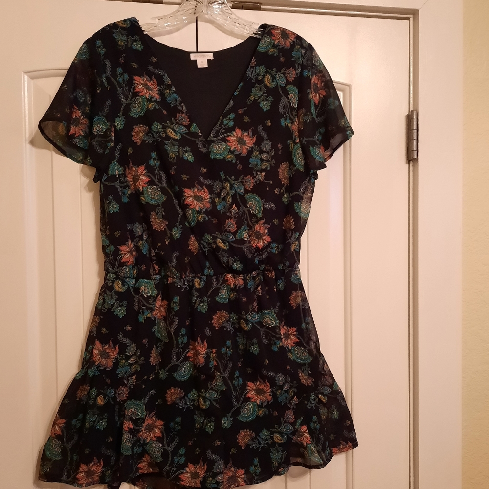 Xhilaration black floral romper, Medium